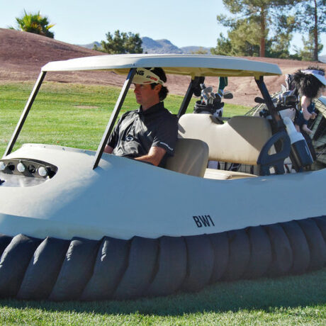 A hovercraft golf cart